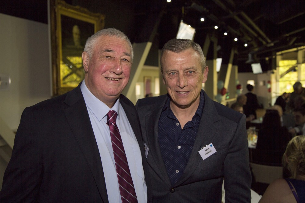 John Flanner MBE with Aston Villa legend Tony Morley
