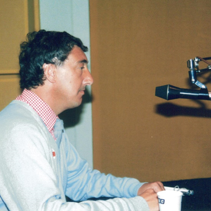John Flanner MBE, being interviewed on a challenging and entertaining lunchtime show on BBC Radio Devon, hosted by David Bassett.  John had just written to the Plymouth Argyle Football Manager, Dave Smith, to encourage him.